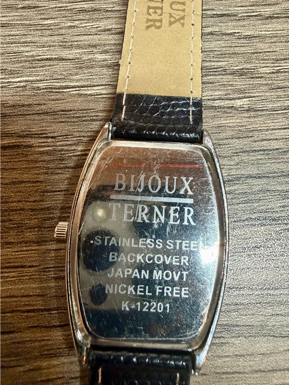 Bijoux Terner Black Leather Strap Silver-Tone Case Men's Watch
